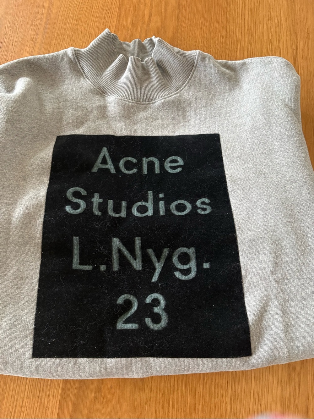 Acne Studios Light Gray Crewneck Sweatshirt with Black Logo Block